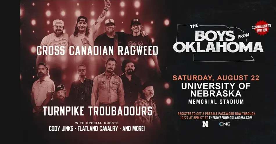 Cross Canadian Ragweed and Turnpike Troubadours Head to Memorial Stadium in Lincoln, Nebraska on August 22nd