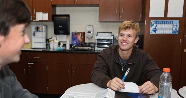 Kearney High School senior Ty Buescher is already earning college credits through UNK’s dual enrollment program. (Photo by Erika Pritchard, UNK Communications)