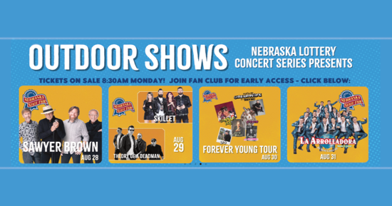 Nebraska State Fair announces four outdoor Nebraska Lottery Concert Series acts